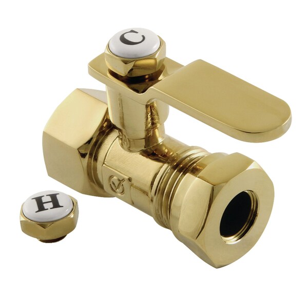Kingston Brass CA4415PB 1/2" FIP x 1/2" or 7/16" Slip Joint Straight Stop Valve, Polished Brass CA4415PB - main